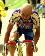 Marco Pantani of Italy strains on his way to win the 15th stage of the Tour de France cycling race between Courchevel and Morzine in the French Alps Monday July 21, 1997. (AP Photo/Peter Dejong)