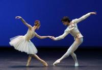 epa03232443 Soloists of the Mariinski Theatre Uliana Lopatkina and Danila Korsuntsev perform choreography by George Balanchine during Gala Stars of the Benois de la Danse prize in the main stage of Bolshoi Theatre in Moscow, Russia, 23 May 2012. The Ballet Prize was established in Moscow by the International Dance Association and for the first time was presented to the public on stage of Bolshoi Theatre on April 1991.  EPA/MAXIM SHIPENKOV