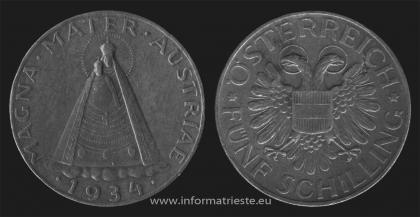 moneta da 5 scellini austriaci del 1934 - collezione privata informatrieste